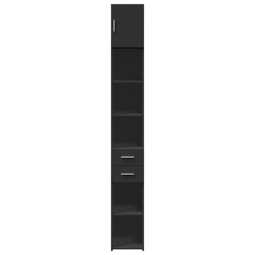Mobile contenitore sottile 30 x 42,5 x 225 cm con molteplici scomparti design moderno in legno composito nero 02_0055553