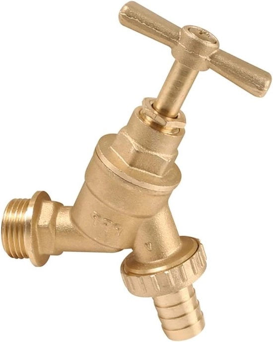 Bib Tacca per Esterno da Montaggio Diretto alla Parete con Compressore e Placca di Supporto per Tubo in Rame di 15mm - Adatto a Tubi 1/2" BSP