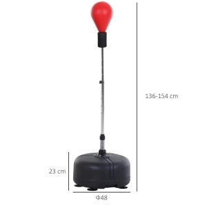 Punchingball con supporto regolabile in altezza 136-154 cm, con guantoni da boxe, rosso