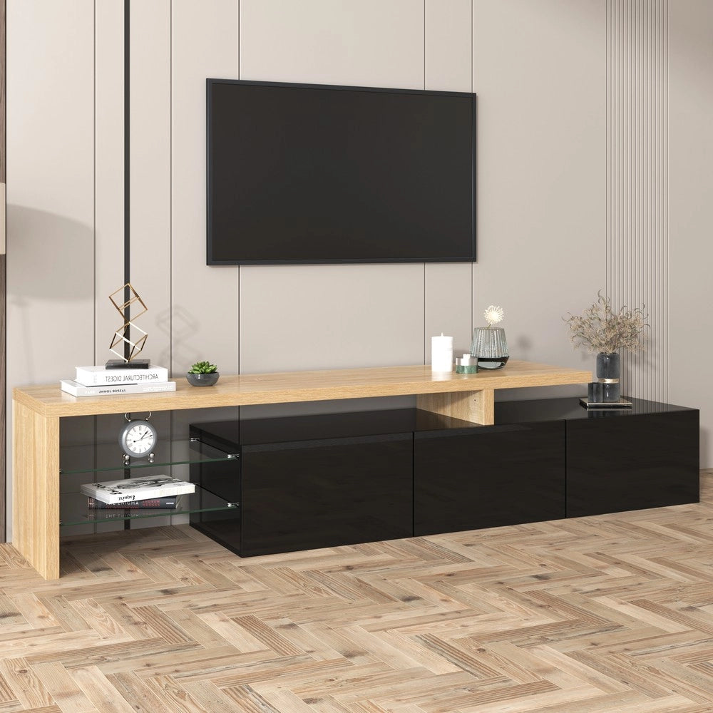 Mobile TV Design con LED ¨C Xylo ¨C Nero Lucido, Legno, Vetro