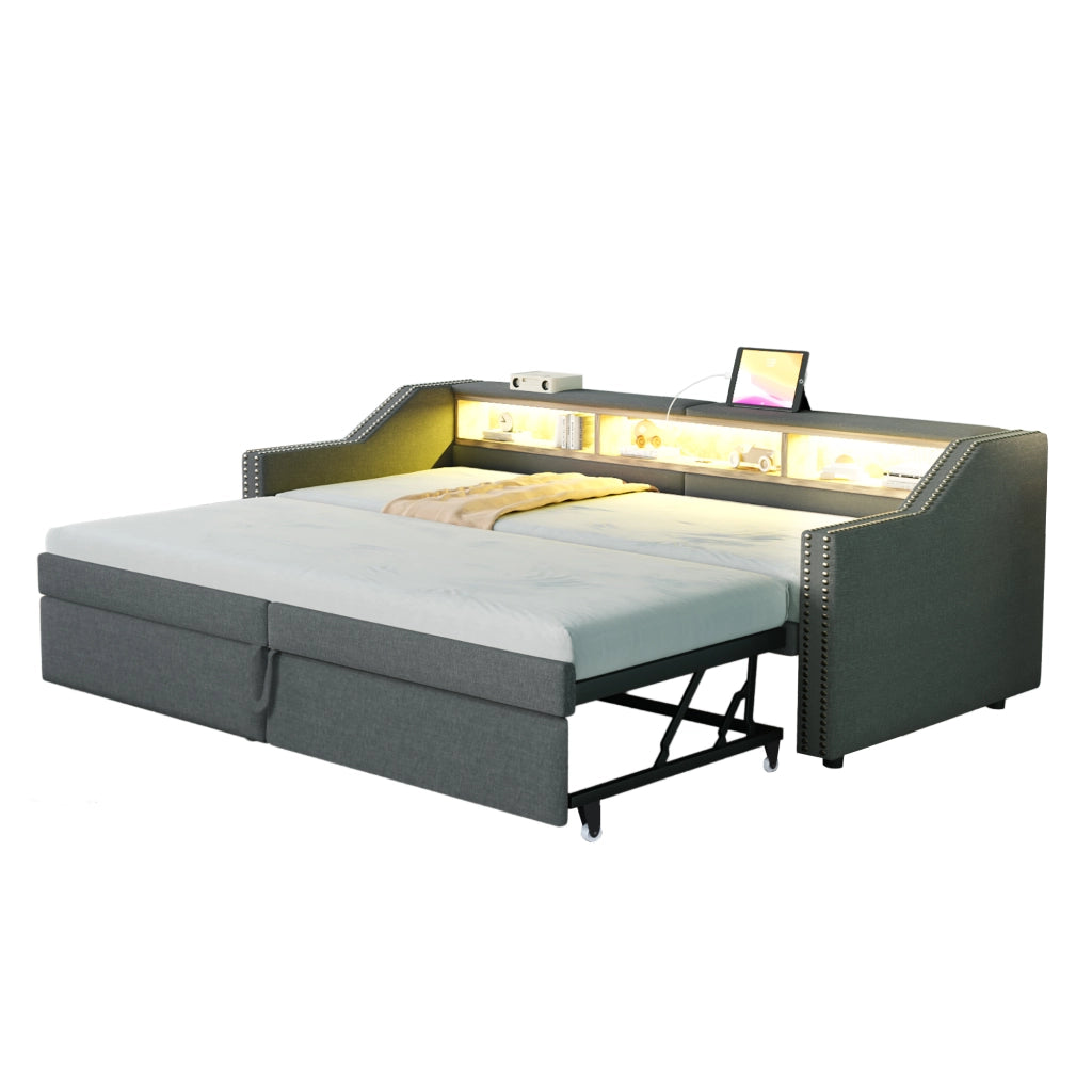 Letto divano estraibile tessuto di iuta 180x200 cm