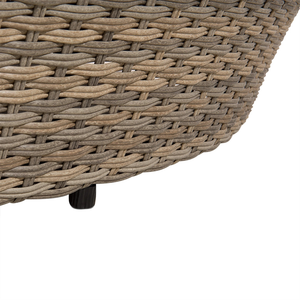 Lettino da giardino in finto rattan bianco e marrone con cuscini resistente agli agenti atmosferici