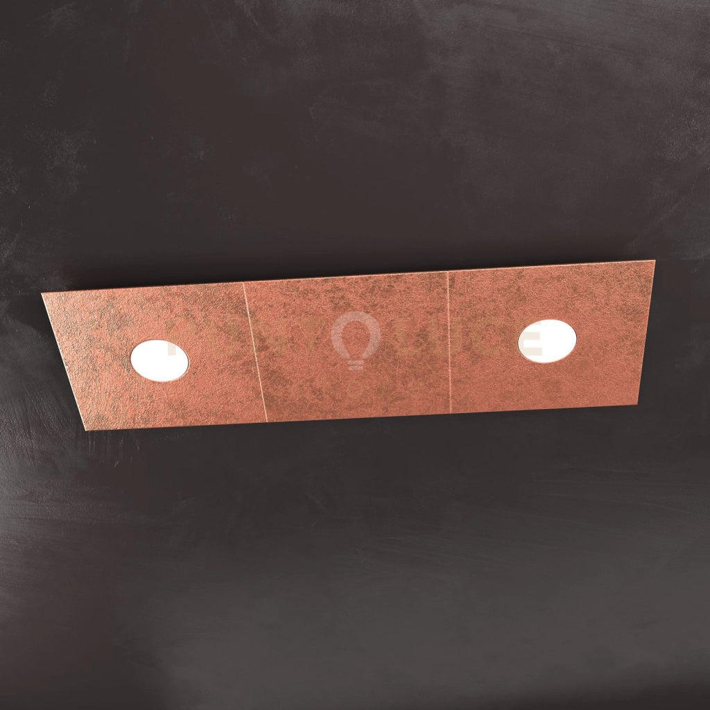 ECCENTRIC APPLIQUE-PLAFONIERA 2 LUCI + 1 DECORATIVO FOGLIA RAME 1156-2L1D-FR