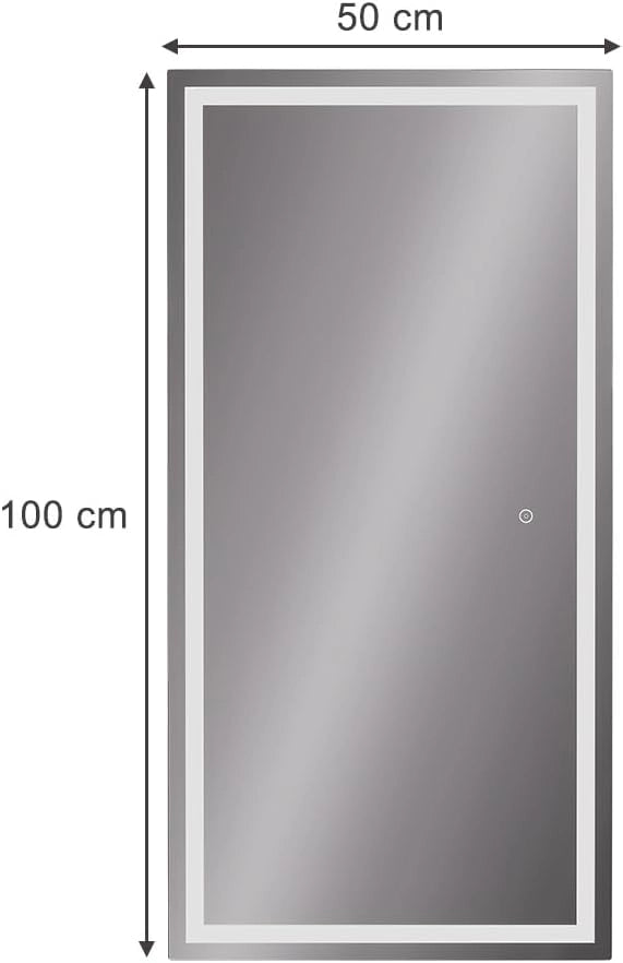 Specchio bagno Miral, Vetro, 100 x 50 cm con illuminazione frontale, per montaggio a parete con illuminazione LED integrata