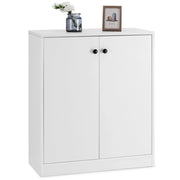 Armadietto a 2 porte 3 ripiani in legno per soggiorno, Organizzatore di armadietti a buffet indipendenti Bianco-Credenze buffet