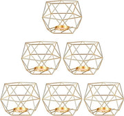 Sostegni geometrici luci da tavolo in oro per matrimoni e ambienti domestici