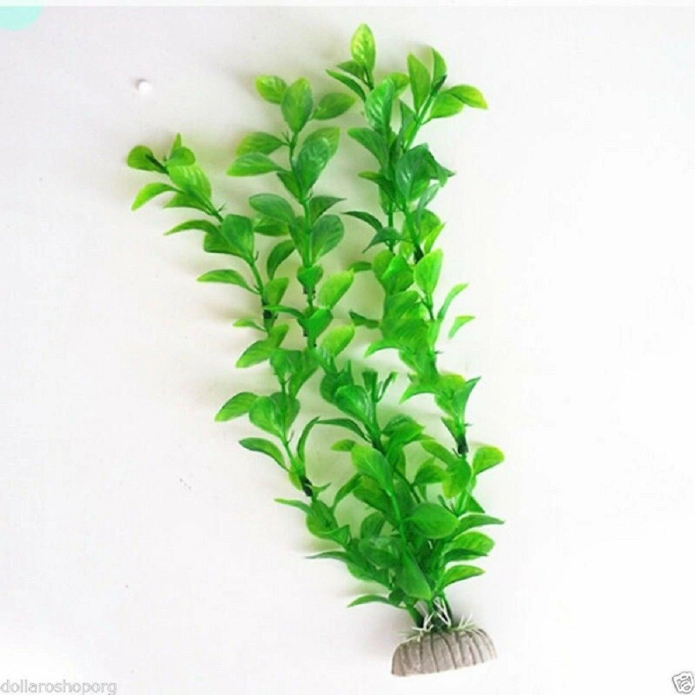 Trade Shop - Pianta 27 Cm Piantina Artificiale Per Acquario Piante Finte Plastica Color Verde -