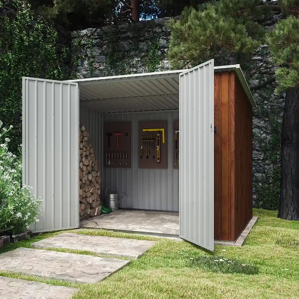 Casetta da giardino in acciaio zincato effetto legno 2,77x1,93xh1,96m - 91kg -5,35 metri quadri