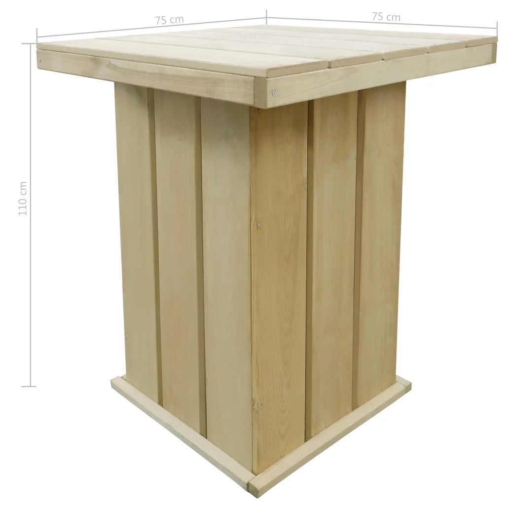 Tavolo da Bar Esterno 75x75x110cm Legno di Pino Impregnato cod mxl 34288