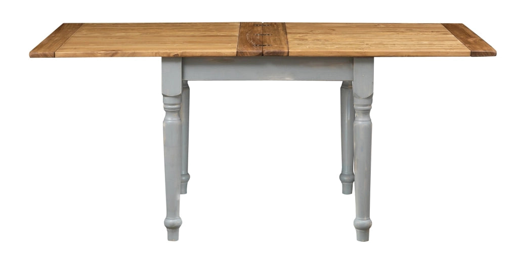 Biscottini Tavolo in legno massello di tiglio allungabile struttura grigio anticato piano finitura naturale Made in Italy