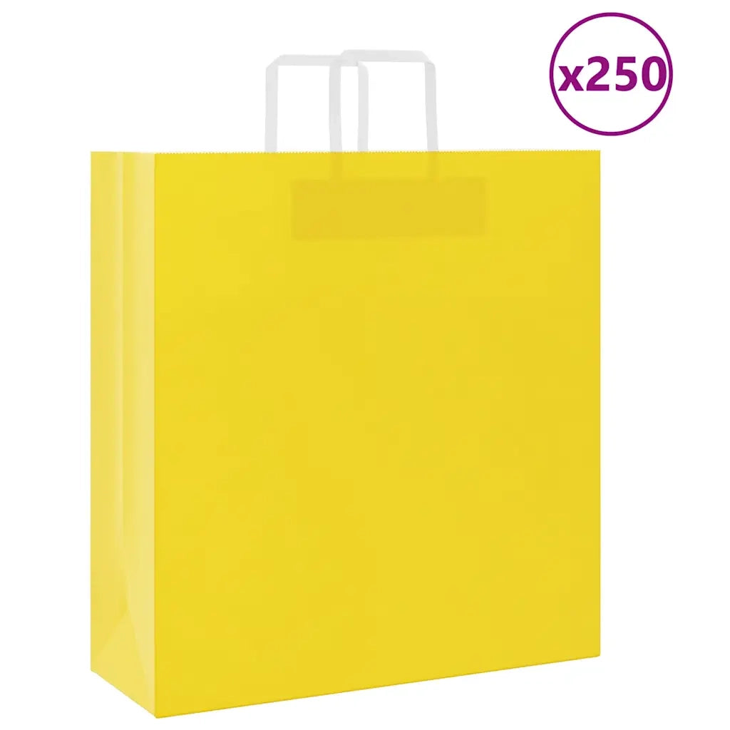 Sacchetti di Carta 250 pz con Manici Gialli 45x17x48 cm
