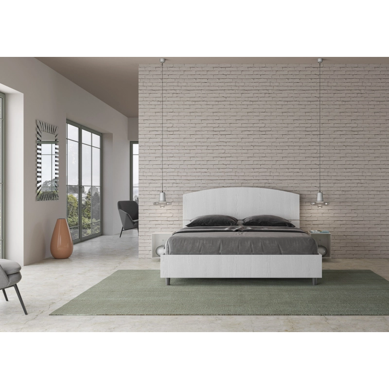 Letto Matrimoniale 160x200 cm Dora - Con rete,Bianco Frassino
