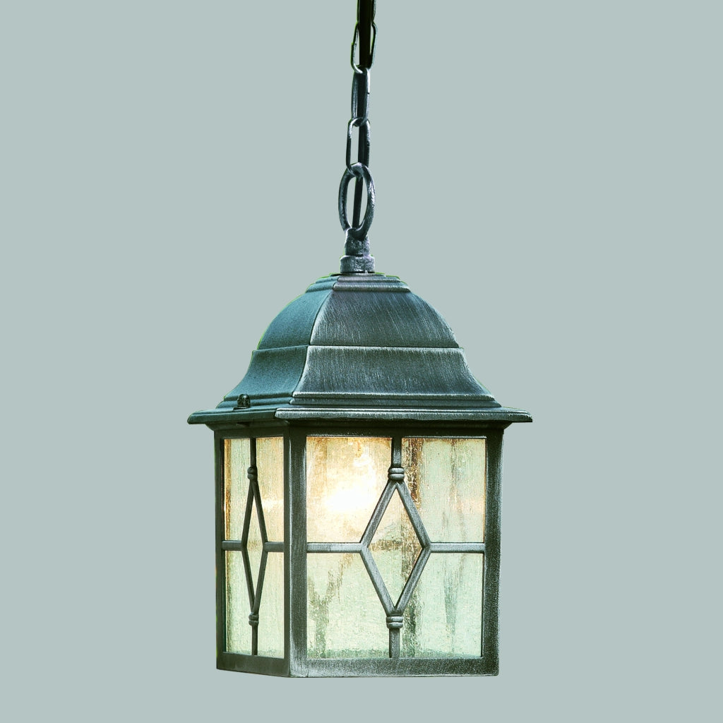 Sospensione Vintage - Decò Genova Alluminio Nero Vetro Argento 1 Luce E27