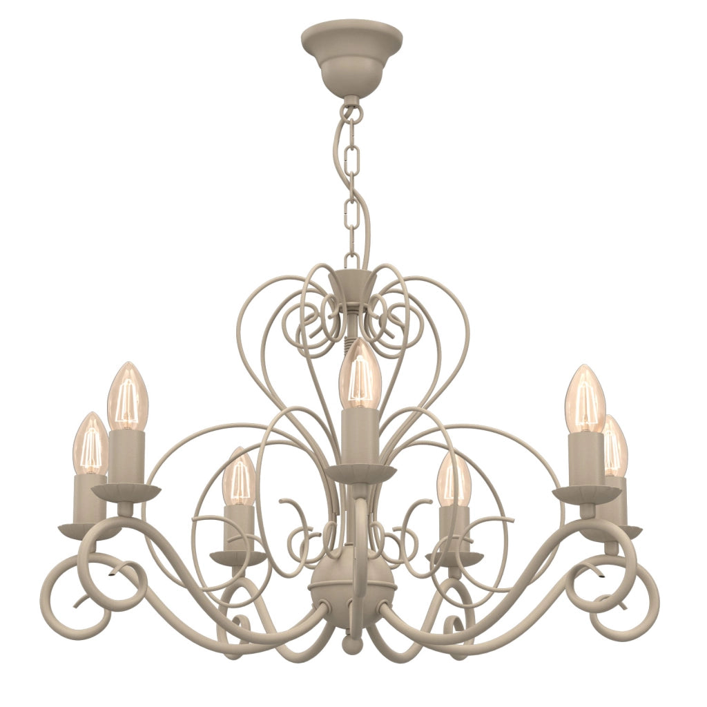 Lampadario decorativo beige 7 luci E14 Mauro Luminex