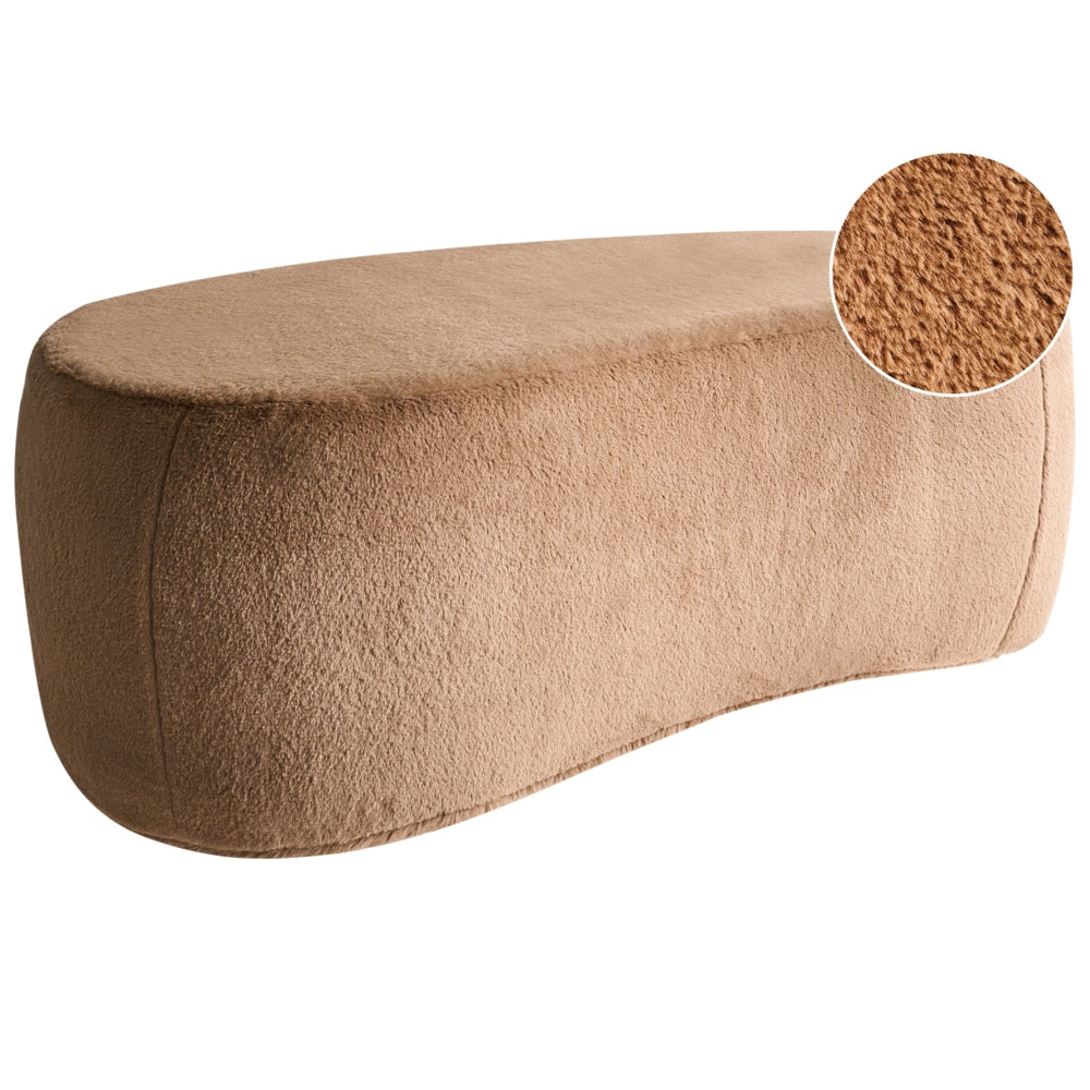 Sgabello imbottito moderno in bouclé marrone panca da letto sgabello