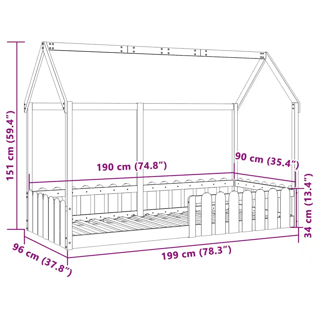 Giroletto Casetta Bambini Marrone Cera 90x190 cm Massello Pino 850694