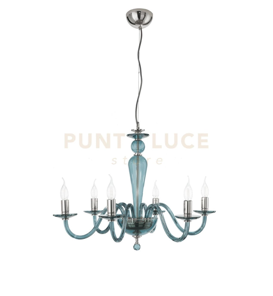 LAMPADARIO PAGANINI 6 LUCI OTTANIO CROMO ATTACCO E14 D.70CM