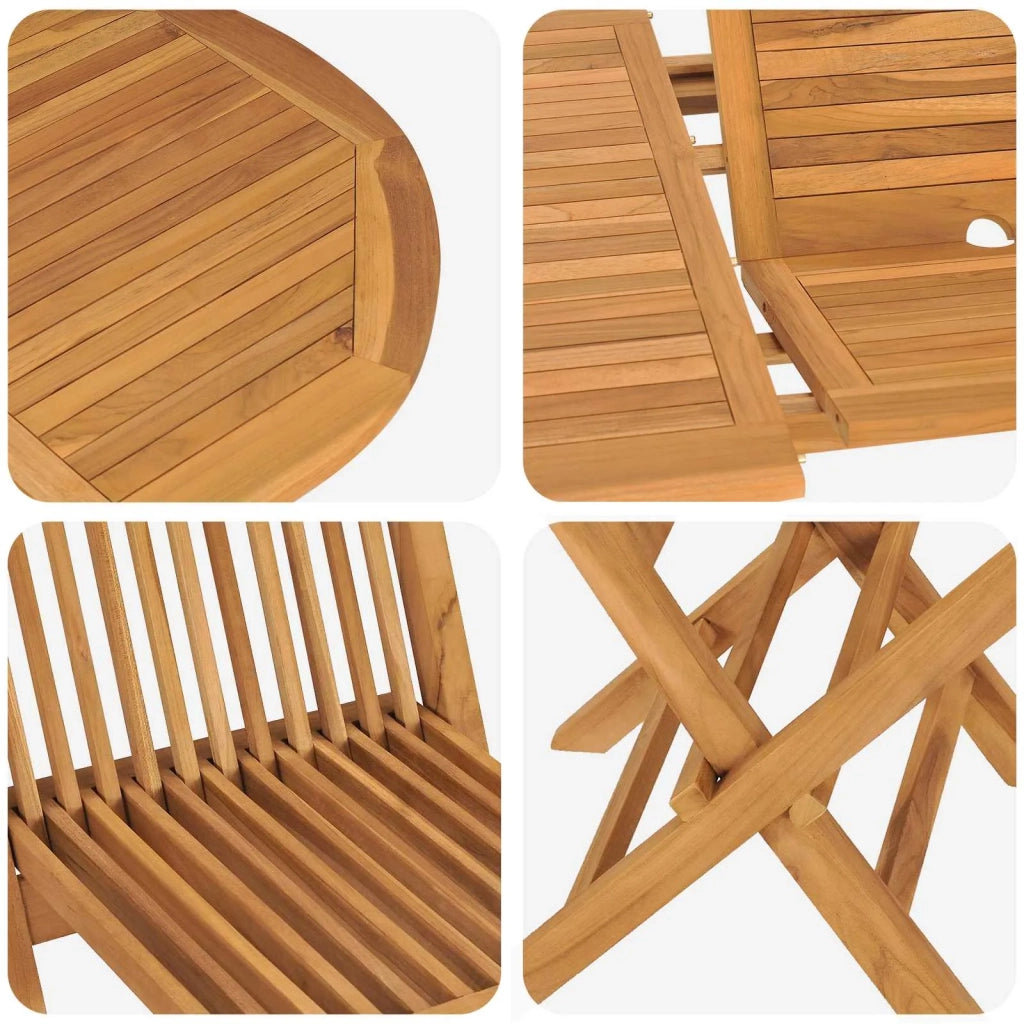 Set da Pranzo per Giardino 5 pcs Marrone Legno di teak solido 3157130
