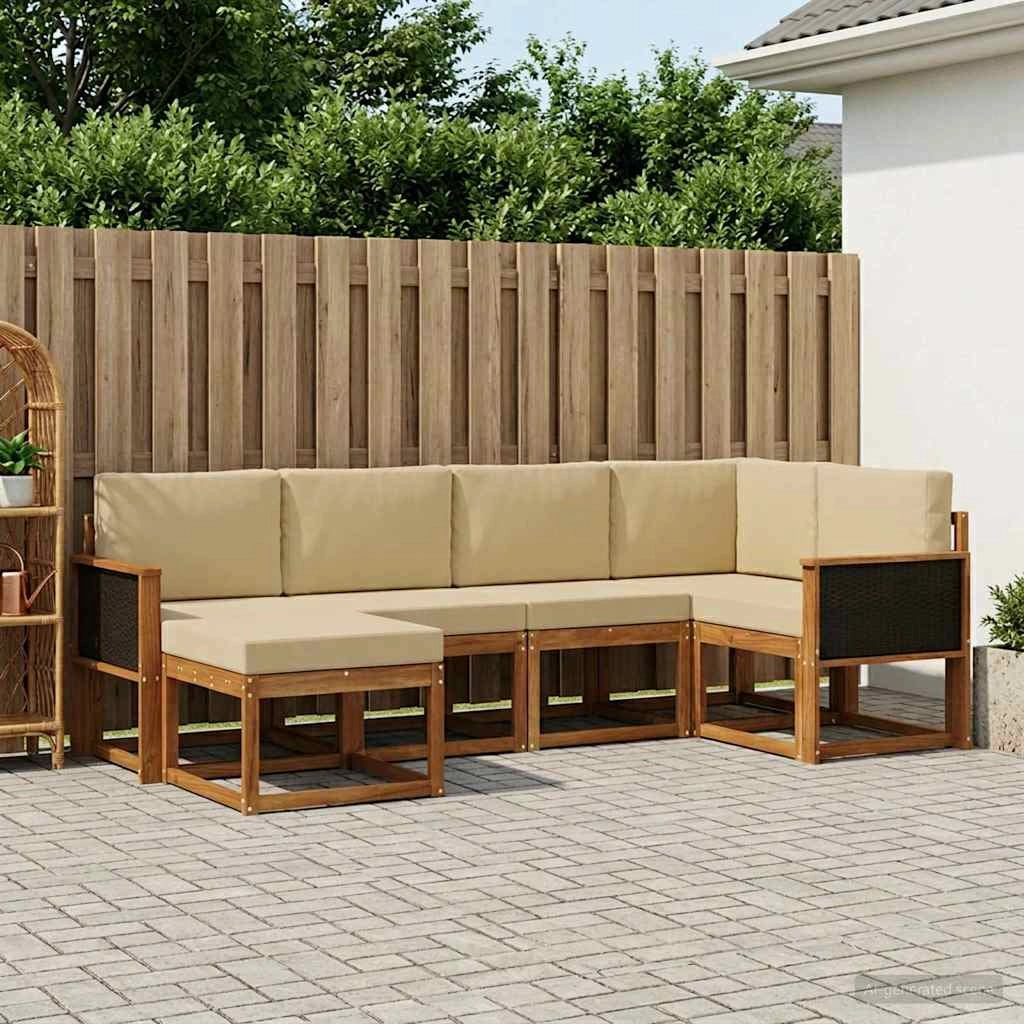 Set di divani da esterno 6 pz Naturale e Beige 3385344