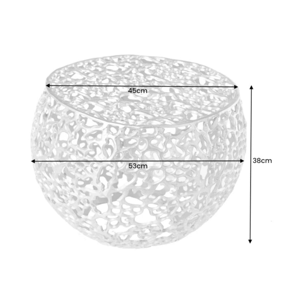 Tavolino basso METRIX dorato 53 cm con motivo geometrico organico - Tavolino design in alluminio