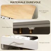 Carrello Cucina con Portabottiglie, 3 Ante, 4 Ruote e Cassetto, Mobiletto Cucina Salvaspazio per Microonde e Spezie in Legno, 67x37x87 cm, Bianco e Rovere
