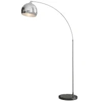 Lampada da Terra Vintage ad Arco con Asta Regolabile, Interruttore a Pedale, Attacco E27, Argento