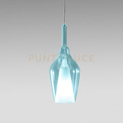 OFELIA S/12 -  VETRO BLU-TRASPARENTE E PORTALAMPADA BIANCO 1 LUCE ATTACCO G9 CAVO TRASPARENTE SENZA BASE DI ATTACCO D.18,5CM H.47,5M