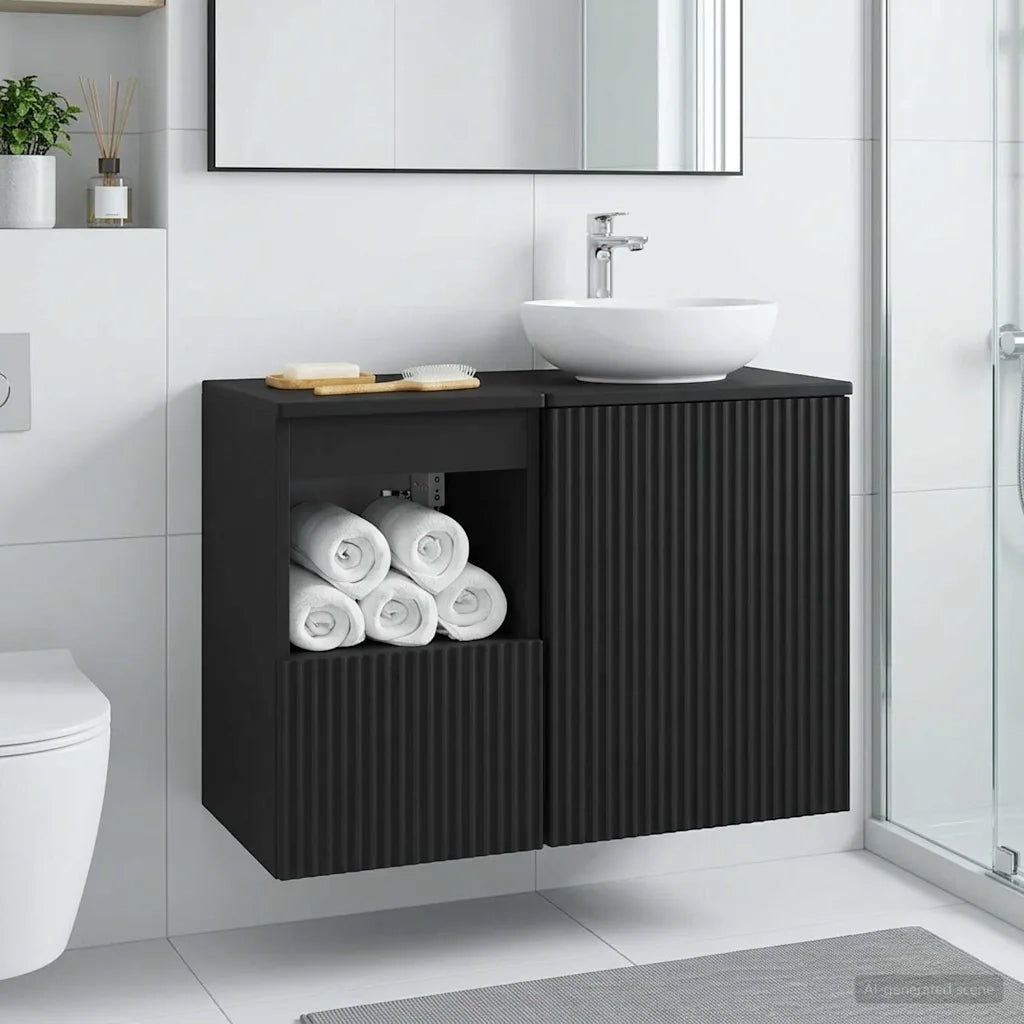 Mobile da Bagno Nero 30 x 35 x 50 cm Legno ingegnerizzato 890483