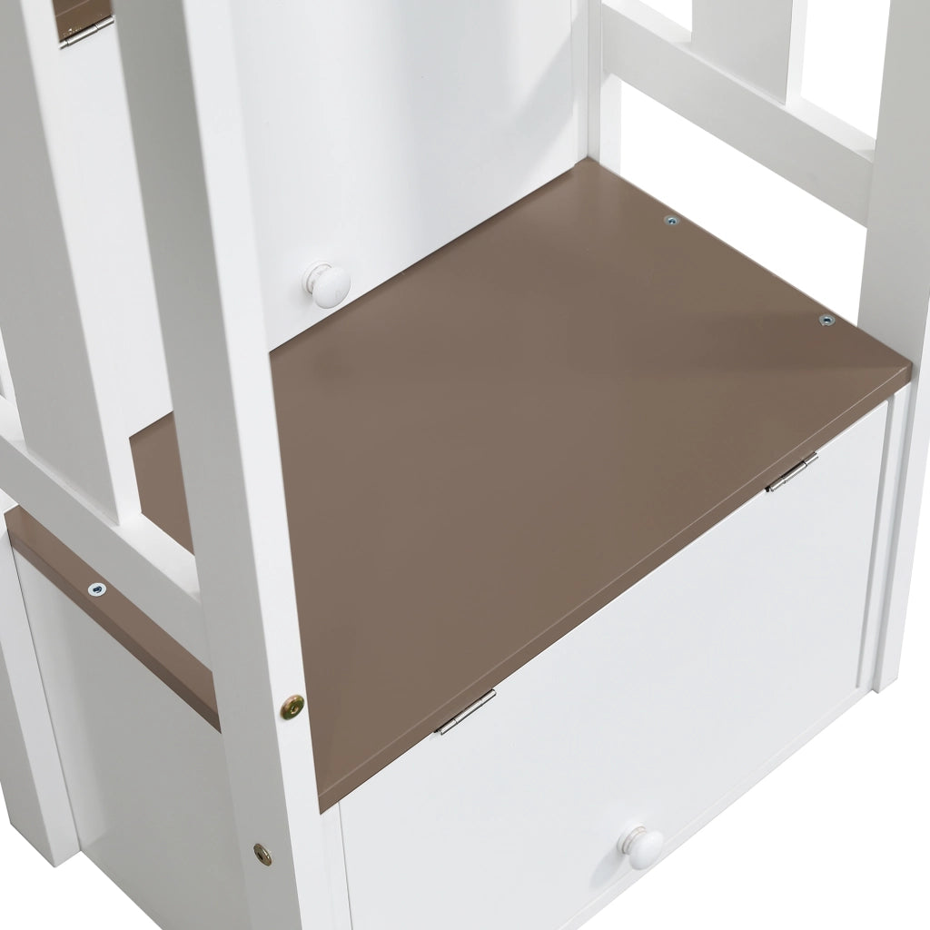 LETTO A CASTELLO CON FINESTRE E SCIVOLO 90 x 200 CM BIANCO