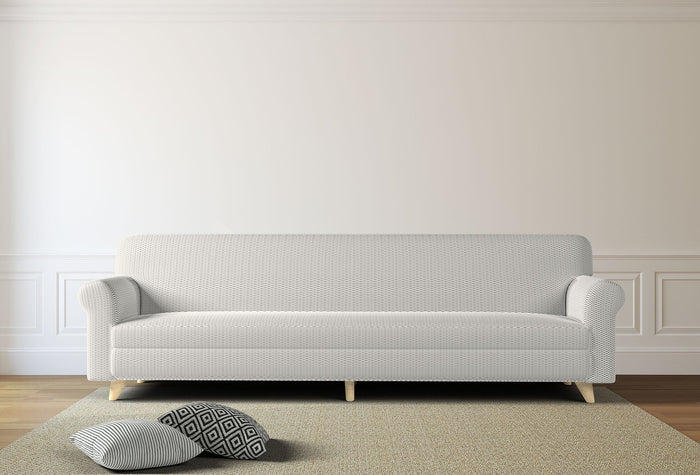 Copridivano Elasticizzato 1 Posto in Poliestere e Cotone Fashionable Panna