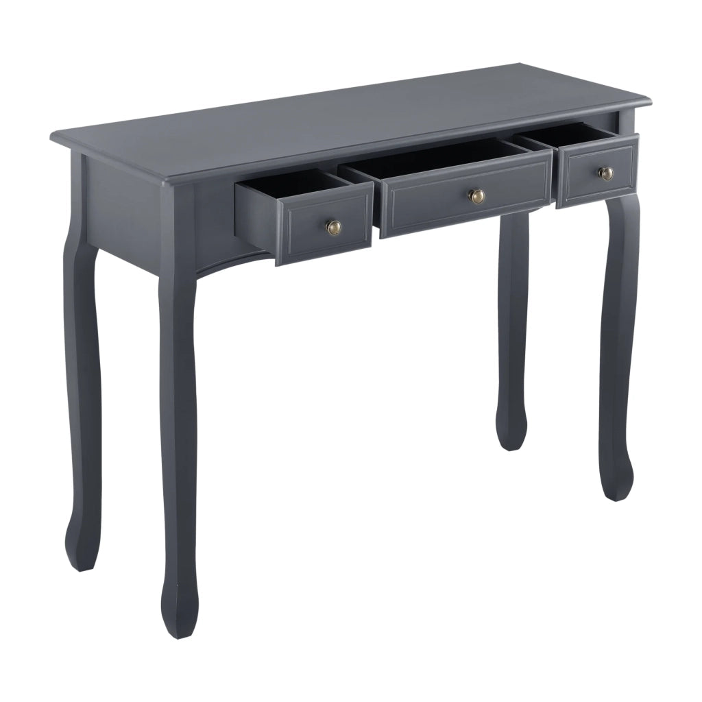 Consolle per ingresso o soggiorno con 3 cassetti MDF gambe in pino 100 cm grigio scuro 03_0004178