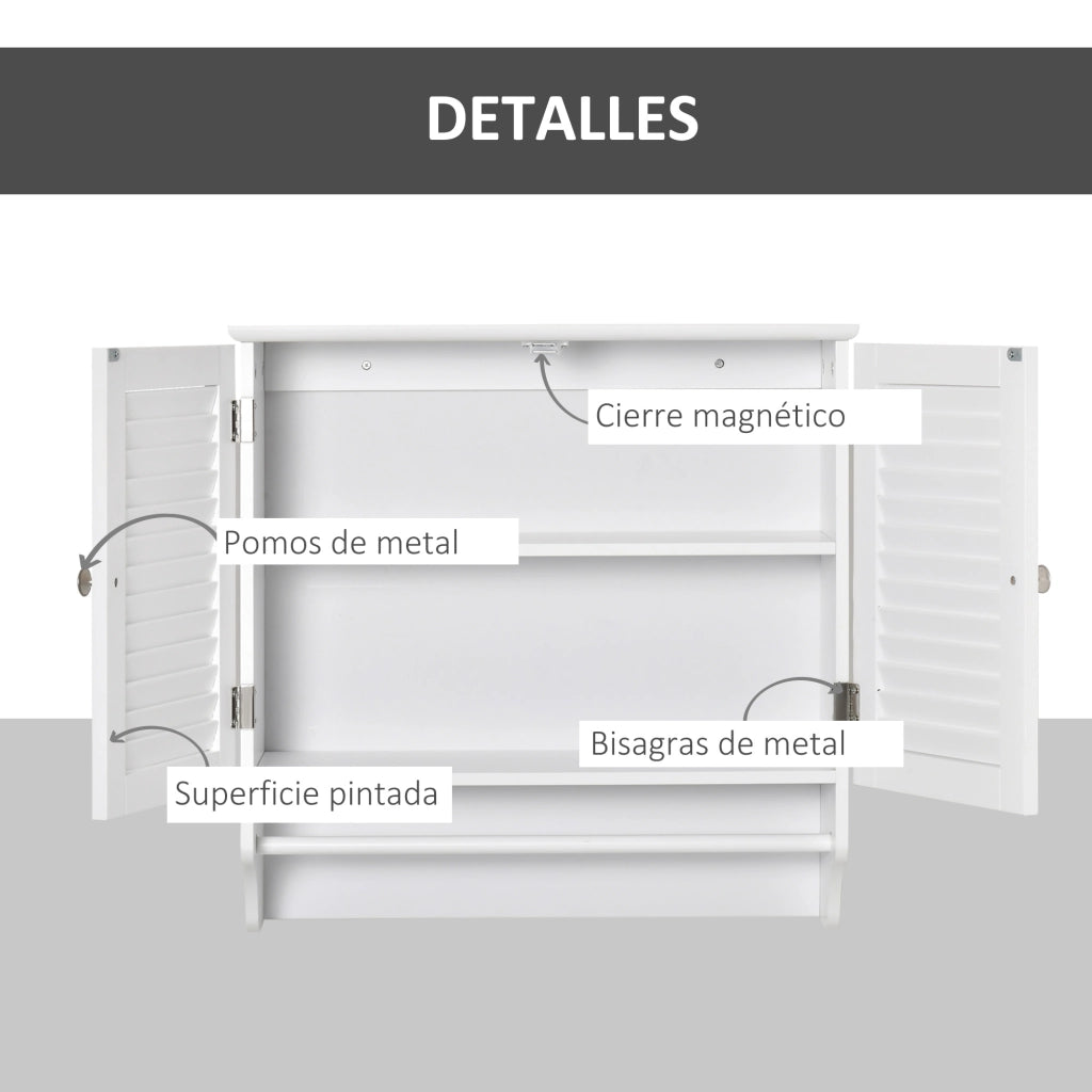 Mobile Bagno Pensile a Muro 2 Ante con Portasciugamani ¨C Xylo ¨C Bianco 60x23x60 cm