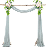 Slender Chiffon, tenda da sposa, con nastri, chiffon drappeggiato per decorazione cerimoniale, sfondo, tenda da festa di seta - Grigio-Blu - 75*600cm