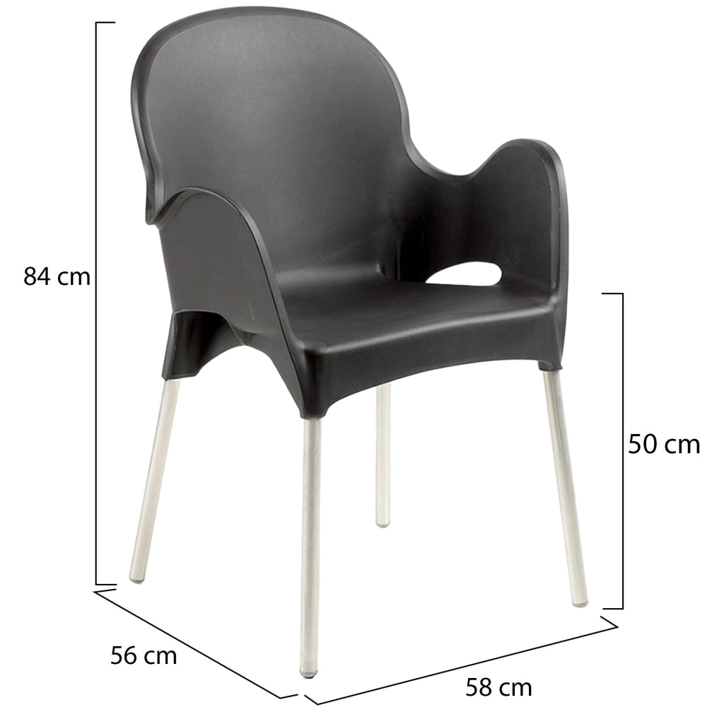 Raimund, Sedia da Esterno 4 Sedie Made in Italy, Nero Antracite