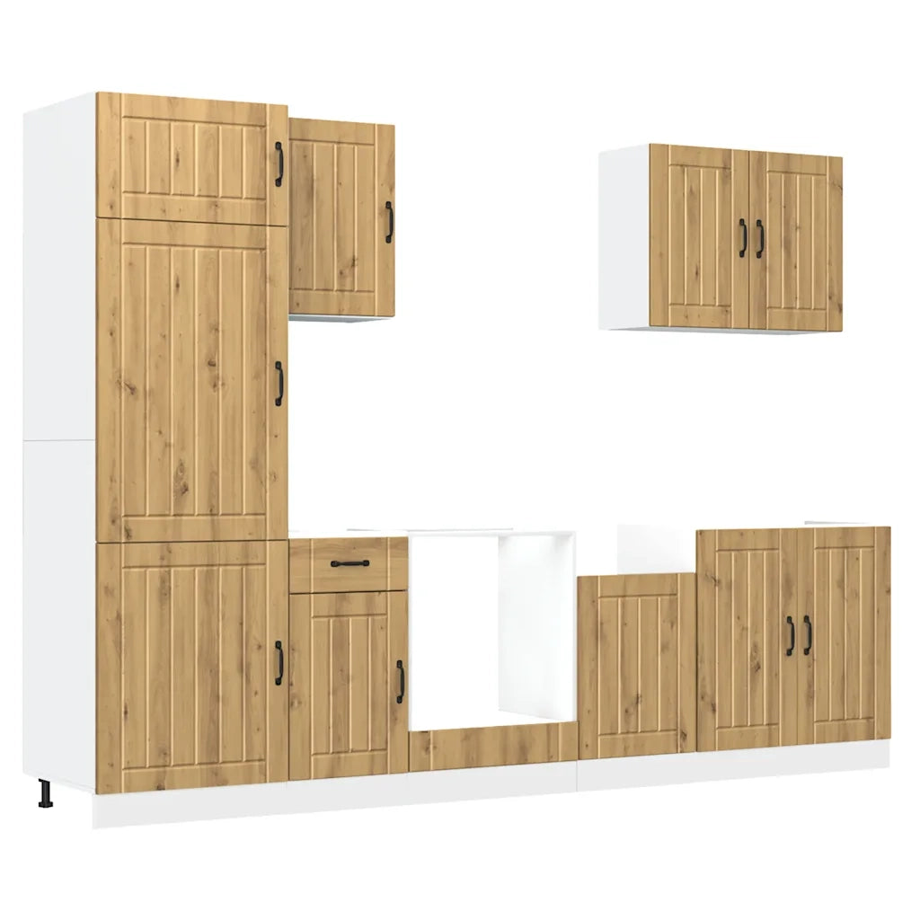 Set Mobili da Cucina 7 pz Lucca Rovere Artigianale Truciolato 3314780