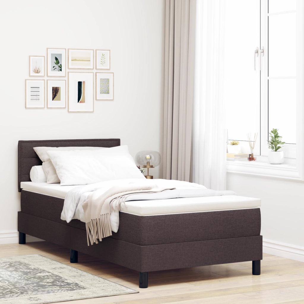 Letto a Molle con Materasso & LED Marrone Scuro 80x200 cm Tessuto