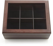 Cassettiere in legno - 6 vanelli - cassetti regolabili - coperchio in acrilico - manufatto a mano - legno duraturo - the - cassettiera