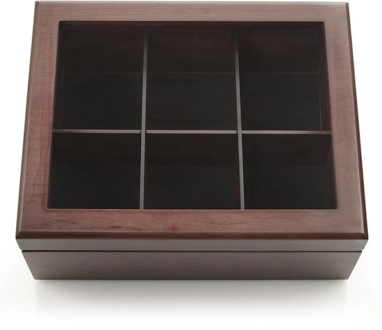 Cassettiere in legno - 6 vanelli - cassetti regolabili - coperchio in acrilico - manufatto a mano - legno duraturo - the - cassettiera