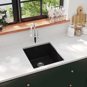 Lavello da Cucina in Granito Vasca Singola-Lavandino-Lavabo Nero 299349