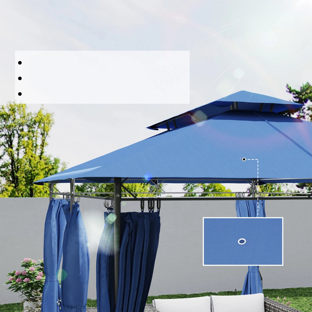 Tenda da giardino 3x4m con 6 tende amovibili ¨C zephmum ¨C blu scuro