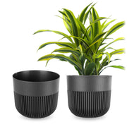Vaso da fiori KADAX, coprivaso, 17 cm, plastica, rotondo, a coste, grafite