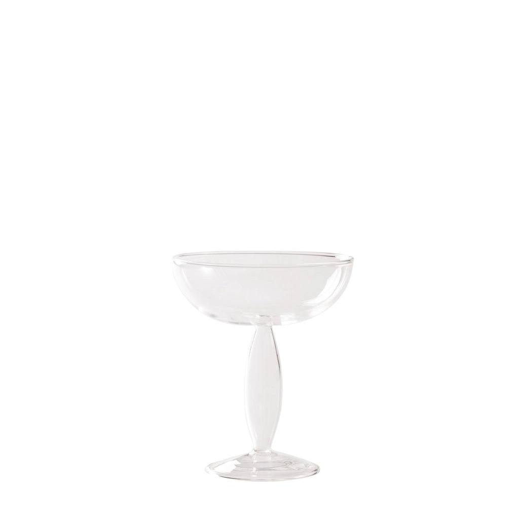 Dorici Set 4 Coppe in Vetro Borosilicato Soffiato a Mano Trasparente - Design Classico Contemporaneo per Cocktail, Bollicine e Dessert Eleganti