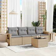 Set Divano da Giardino 5 pz con Cuscini Beige in Polyrattan 3252226