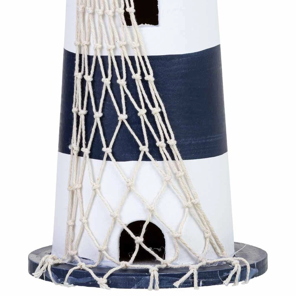 Figura decorativa a forma di faro in legno blu 13x13x49h cm