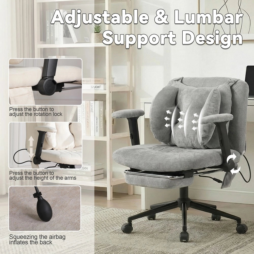 Poltrona da Ufficio Girevole con Poggiapiedi ¨C MINIMAL ¨C Grigio, Braccioli, Regolabile