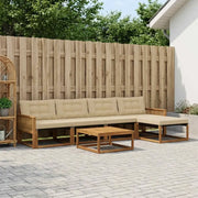 Set di divani da esterno con cuscino 6 pcs Naturale e Beige 3381381