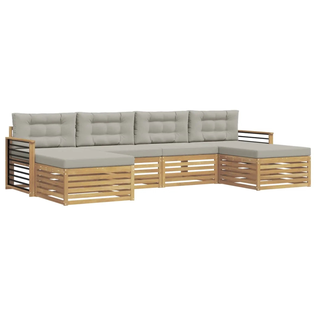 Set divani con cuscino 6 pcs Bianco e Grigio Chiaro 3390936