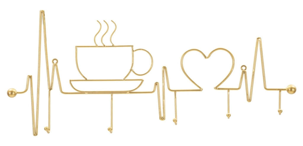 Appendiabiti da Muro Breakfast Oro 60x3,8x26,7 cm in Metallo Oro