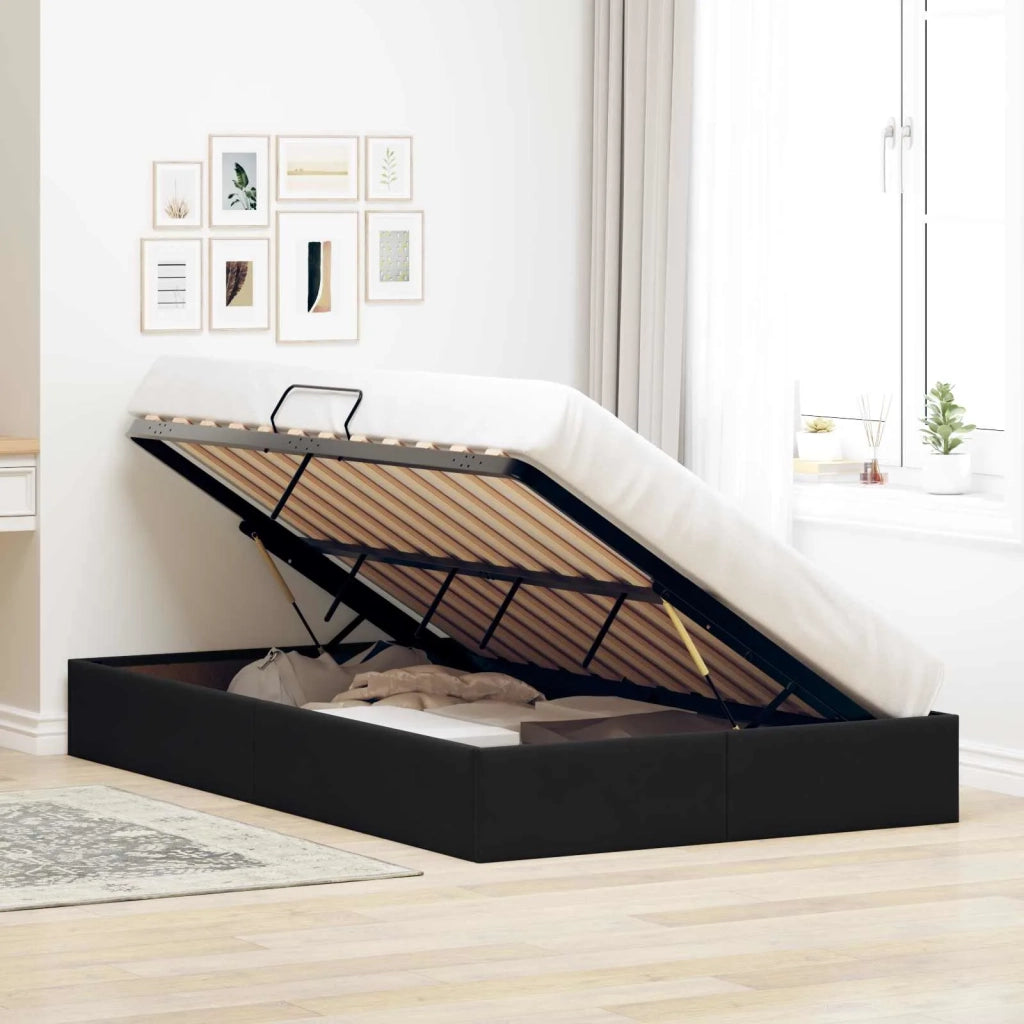 Letto ottomano con archiviazione Nero 120 x 200 cm Velluto 3442876