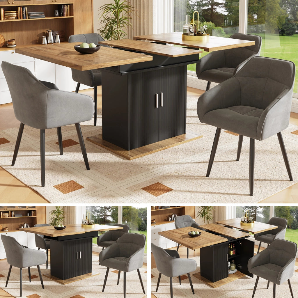 TAVOLO DA PRANZO ESTENSIBILE 110-140x70x76 cm MDF Nero